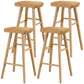 Modern Backless Footrest Stool Contoured Pine Solid Wood Bar Stool