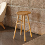 Modern Backless Footrest Stool Contoured Pine Solid Wood Bar Stool