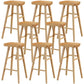Modern Backless Footrest Stool Contoured Pine Solid Wood Bar Stool