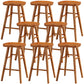 Modern Backless Footrest Stool Contoured Pine Solid Wood Bar Stool