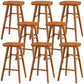 Modern Backless Footrest Stool Contoured Pine Solid Wood Bar Stool