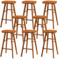 Modern Backless Footrest Stool Contoured Pine Solid Wood Bar Stool