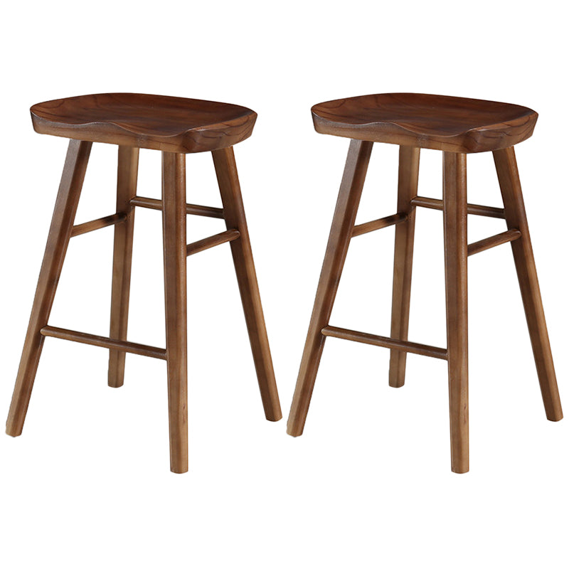 Modern Backless Footrest Stool Contoured Pine Solid Wood Bar Stool