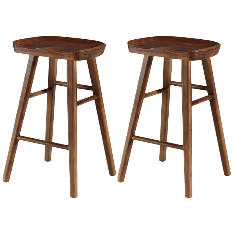 Modern Backless Footrest Stool Contoured Pine Solid Wood Bar Stool