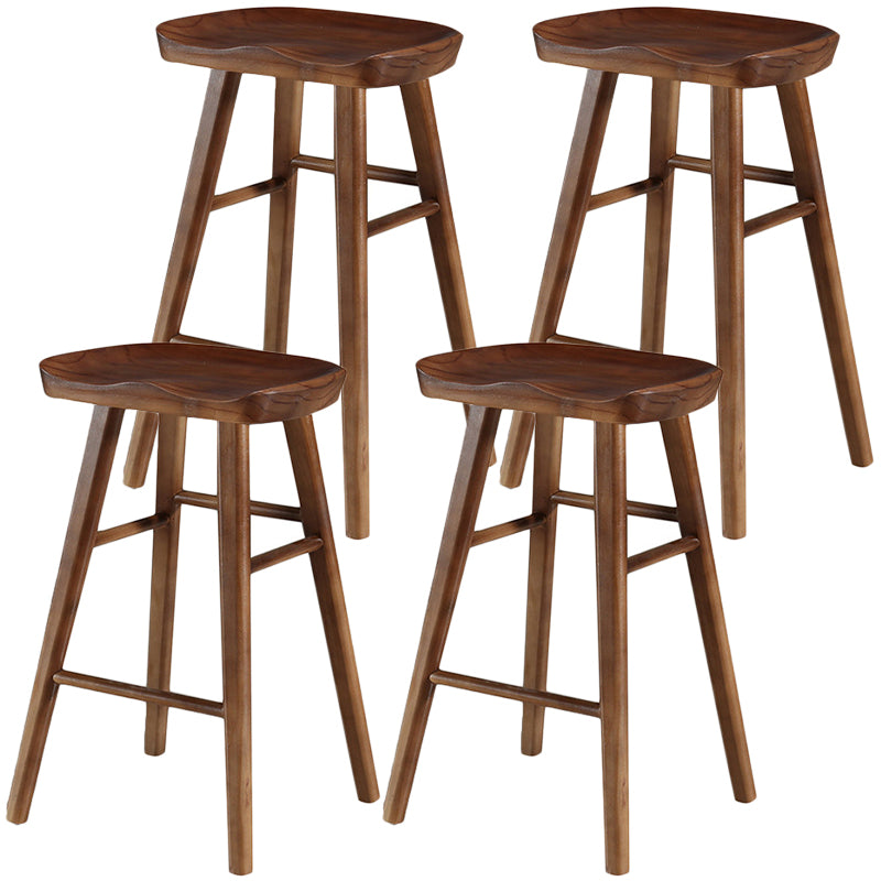 Modern Backless Footrest Stool Contoured Pine Solid Wood Bar Stool
