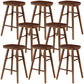 Modern Backless Footrest Stool Contoured Pine Solid Wood Bar Stool