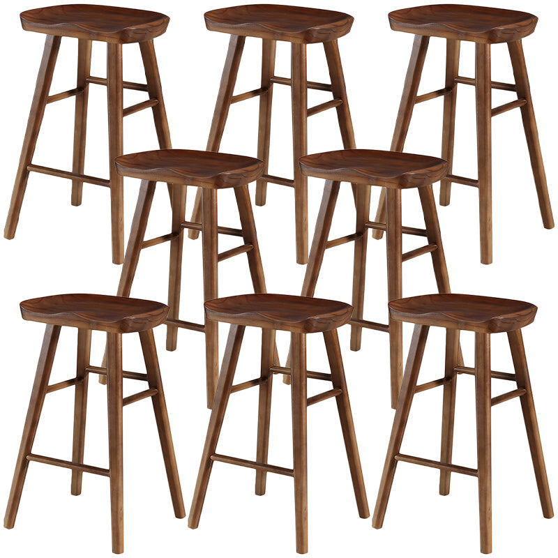 Modern Backless Footrest Stool Contoured Pine Solid Wood Bar Stool