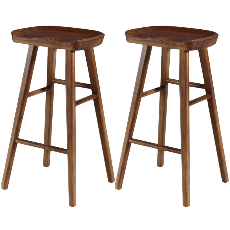 Modern Backless Footrest Stool Contoured Pine Solid Wood Bar Stool