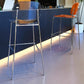 Taburete de mostrador con base plateada moderno, reposapiés acrílico rectangular, taburete de altura