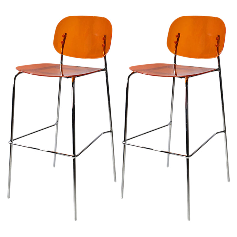 Taburete de mostrador con base plateada moderno, reposapiés acrílico rectangular, taburete de altura
