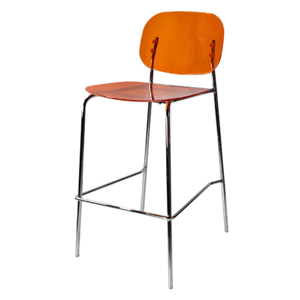 Taburete de mostrador con base plateada moderno, reposapiés acrílico rectangular, taburete de altura