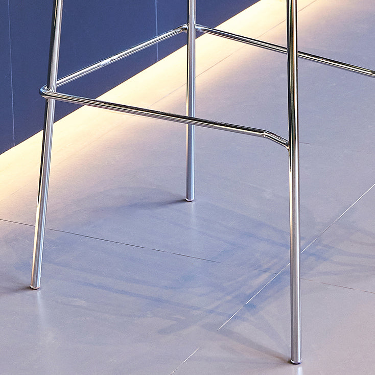 Taburete de mostrador con base plateada moderno, reposapiés acrílico rectangular, taburete de altura