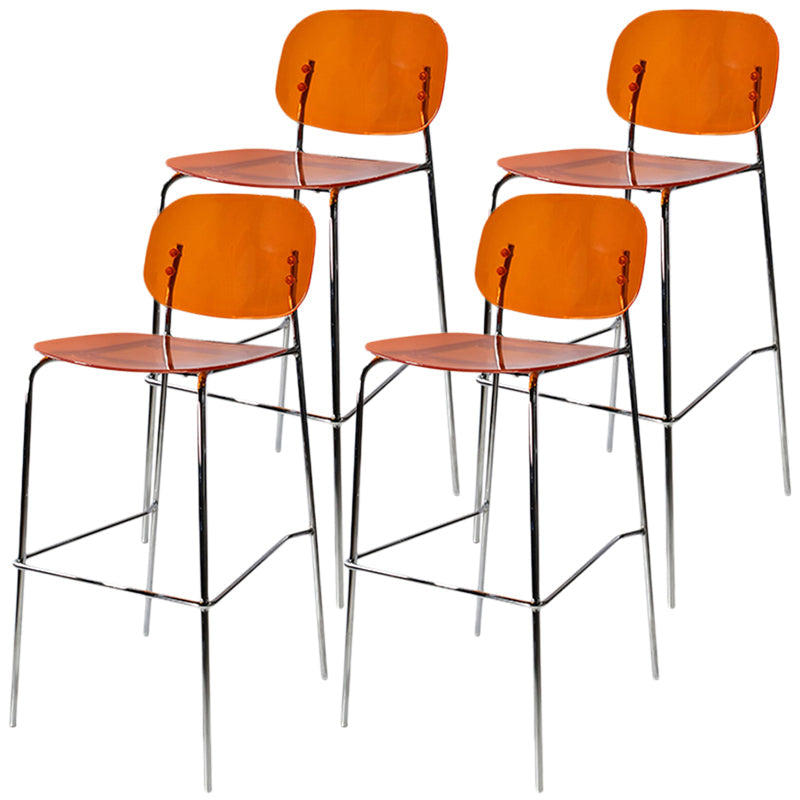 Taburete de mostrador con base plateada moderno, reposapiés acrílico rectangular, taburete de altura