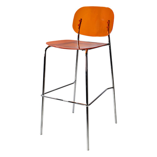 Taburete de mostrador con base plateada moderno, reposapiés acrílico rectangular, taburete de altura