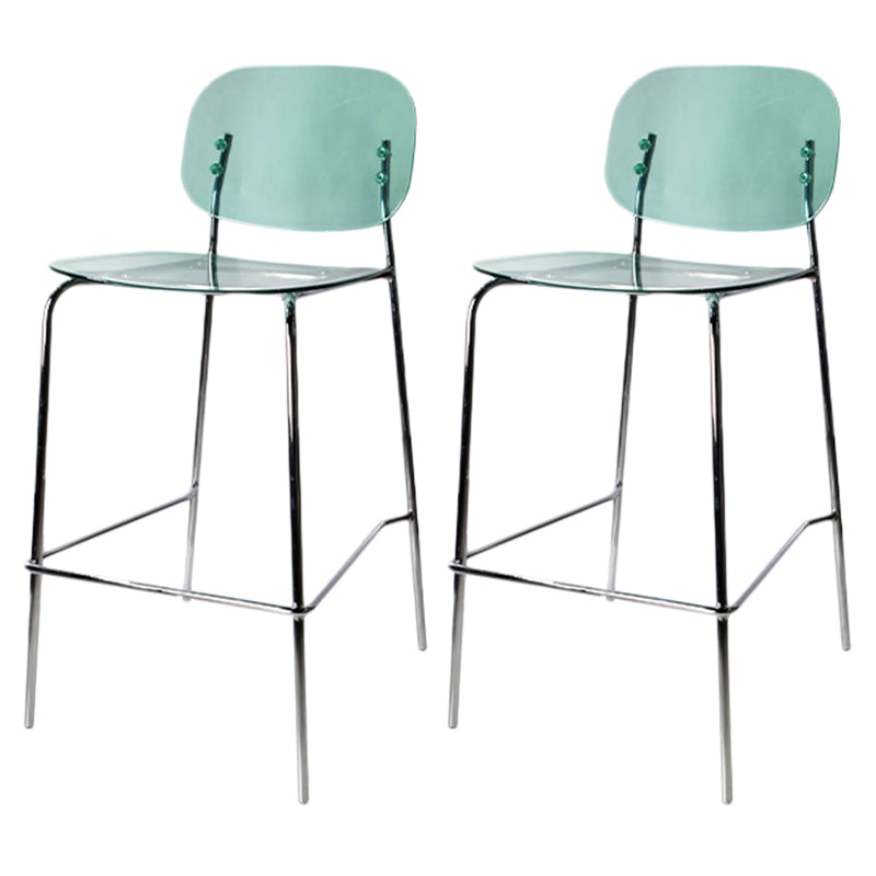 Taburete de mostrador con base plateada moderno, reposapiés acrílico rectangular, taburete de altura
