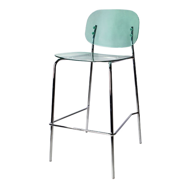 Taburete de mostrador con base plateada moderno, reposapiés acrílico rectangular, taburete de altura