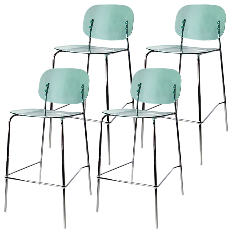 Taburete de mostrador con base plateada moderno, reposapiés acrílico rectangular, taburete de altura