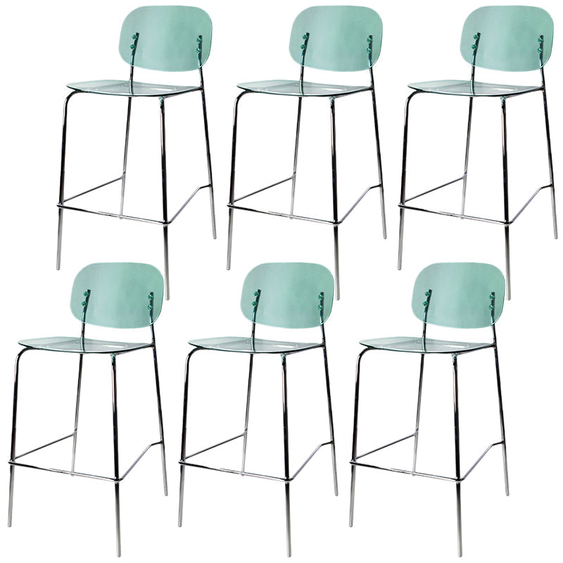 Taburete de mostrador con base plateada moderno, reposapiés acrílico rectangular, taburete de altura