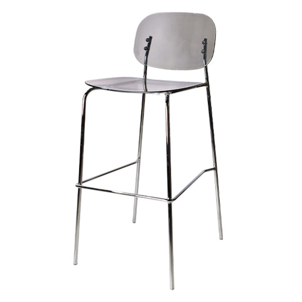 Taburete de mostrador con base plateada moderno, reposapiés acrílico rectangular, taburete de altura