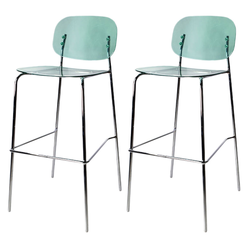 Taburete de mostrador con base plateada moderno, reposapiés acrílico rectangular, taburete de altura