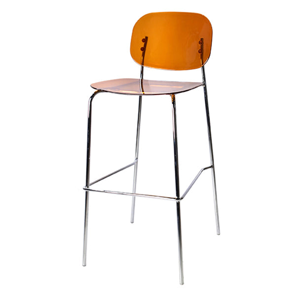 Taburete de mostrador con base plateada moderno, reposapiés acrílico rectangular, taburete de altura