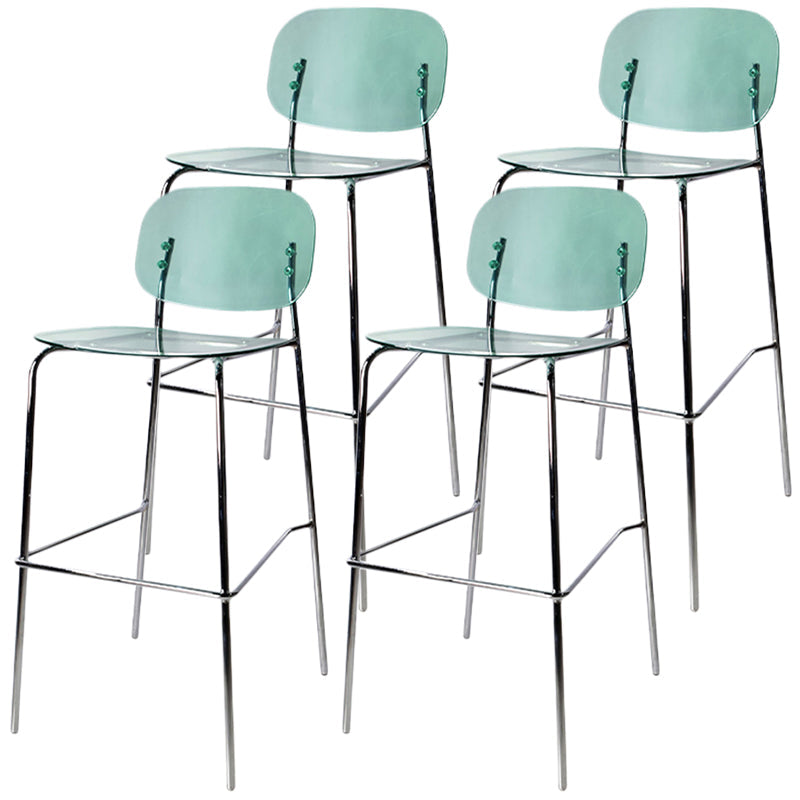 Taburete de mostrador con base plateada moderno, reposapiés acrílico rectangular, taburete de altura
