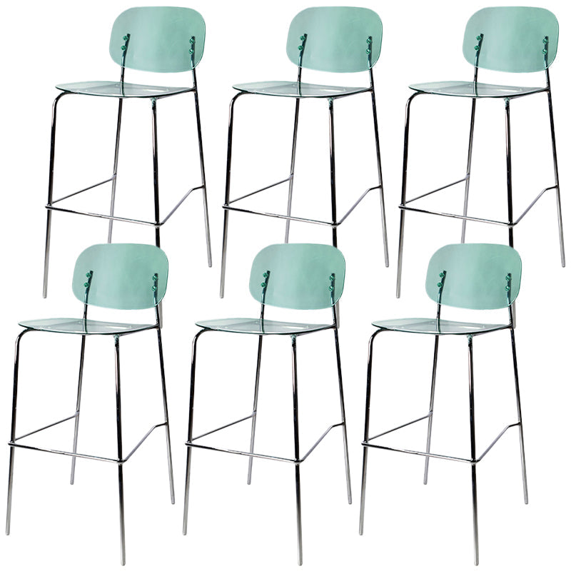 Taburete de mostrador con base plateada moderno, reposapiés acrílico rectangular, taburete de altura