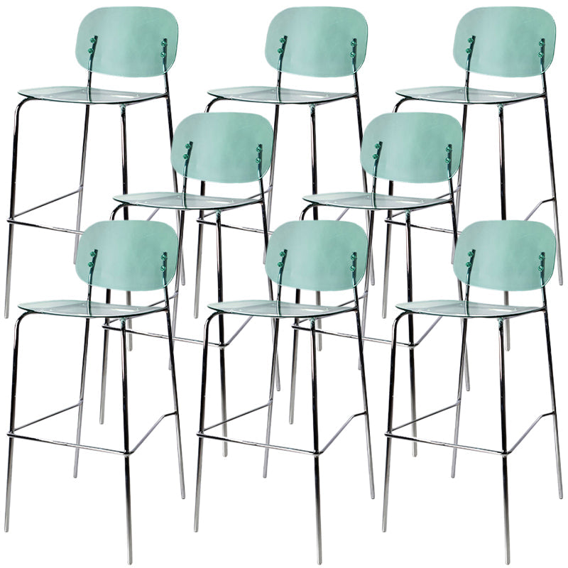Taburete de mostrador con base plateada moderno, reposapiés acrílico rectangular, taburete de altura
