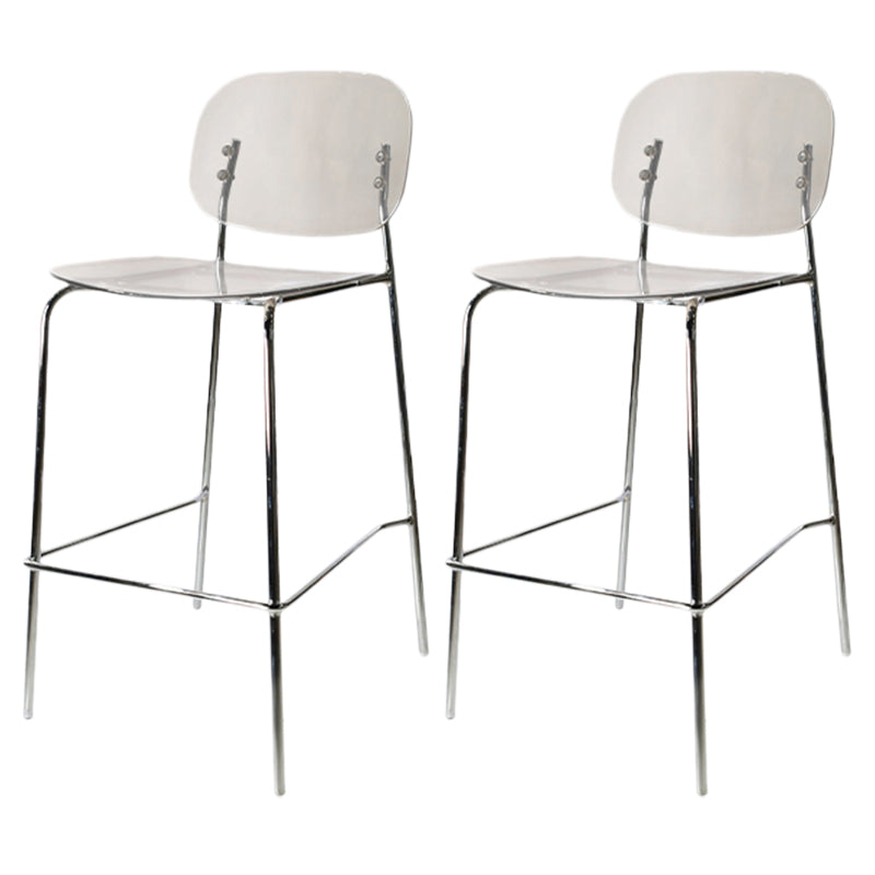 Taburete de mostrador con base plateada moderno, reposapiés acrílico rectangular, taburete de altura
