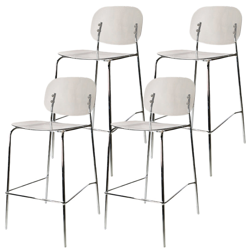 Taburete de mostrador con base plateada moderno, reposapiés acrílico rectangular, taburete de altura