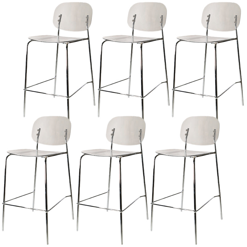 Taburete de mostrador con base plateada moderno, reposapiés acrílico rectangular, taburete de altura