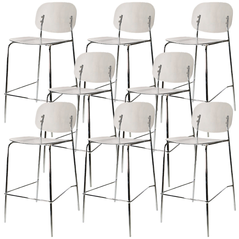 Taburete de mostrador con base plateada moderno, reposapiés acrílico rectangular, taburete de altura