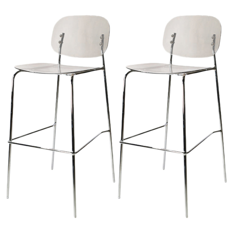 Taburete de mostrador con base plateada moderno, reposapiés acrílico rectangular, taburete de altura