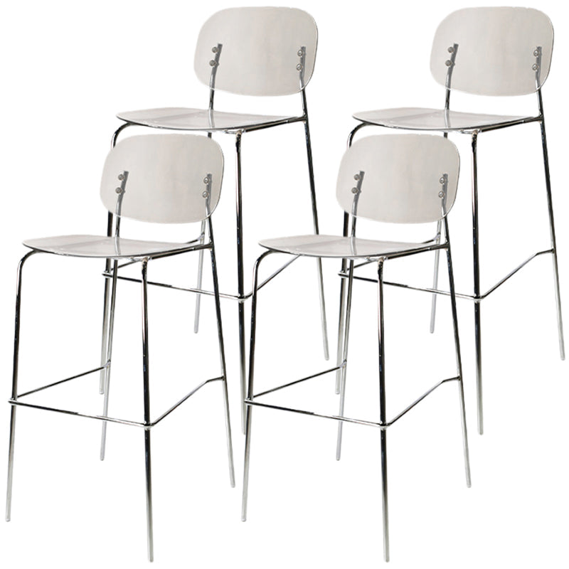 Taburete de mostrador con base plateada moderno, reposapiés acrílico rectangular, taburete de altura
