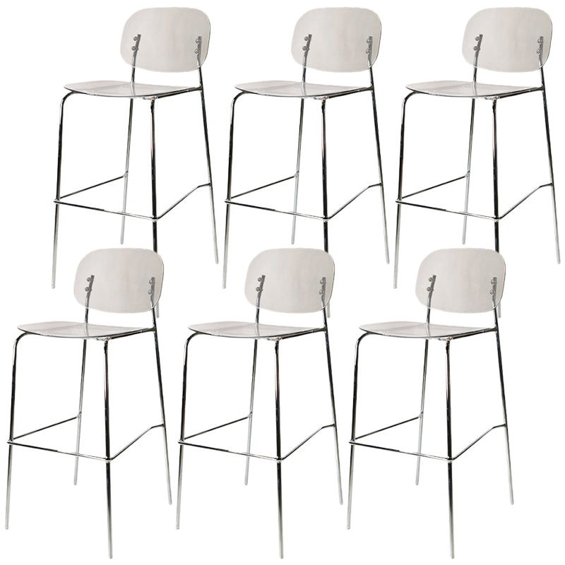 Taburete de mostrador con base plateada moderno, reposapiés acrílico rectangular, taburete de altura