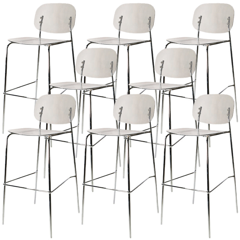 Taburete de mostrador con base plateada moderno, reposapiés acrílico rectangular, taburete de altura
