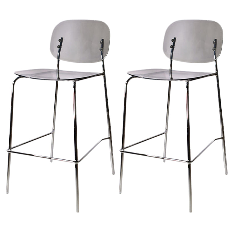 Taburete de mostrador con base plateada moderno, reposapiés acrílico rectangular, taburete de altura