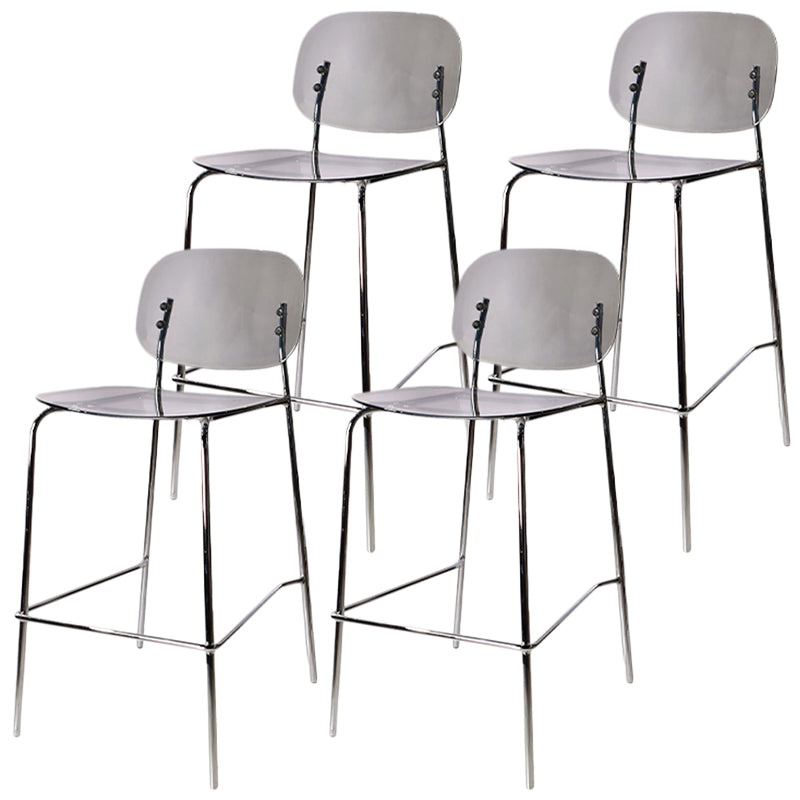 Taburete de mostrador con base plateada moderno, reposapiés acrílico rectangular, taburete de altura