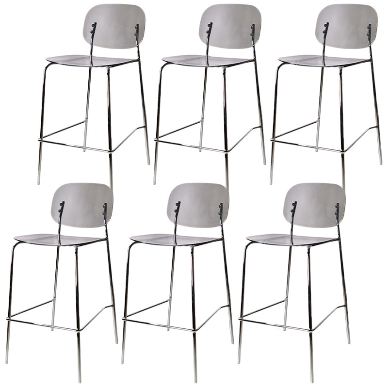 Taburete de mostrador con base plateada moderno, reposapiés acrílico rectangular, taburete de altura