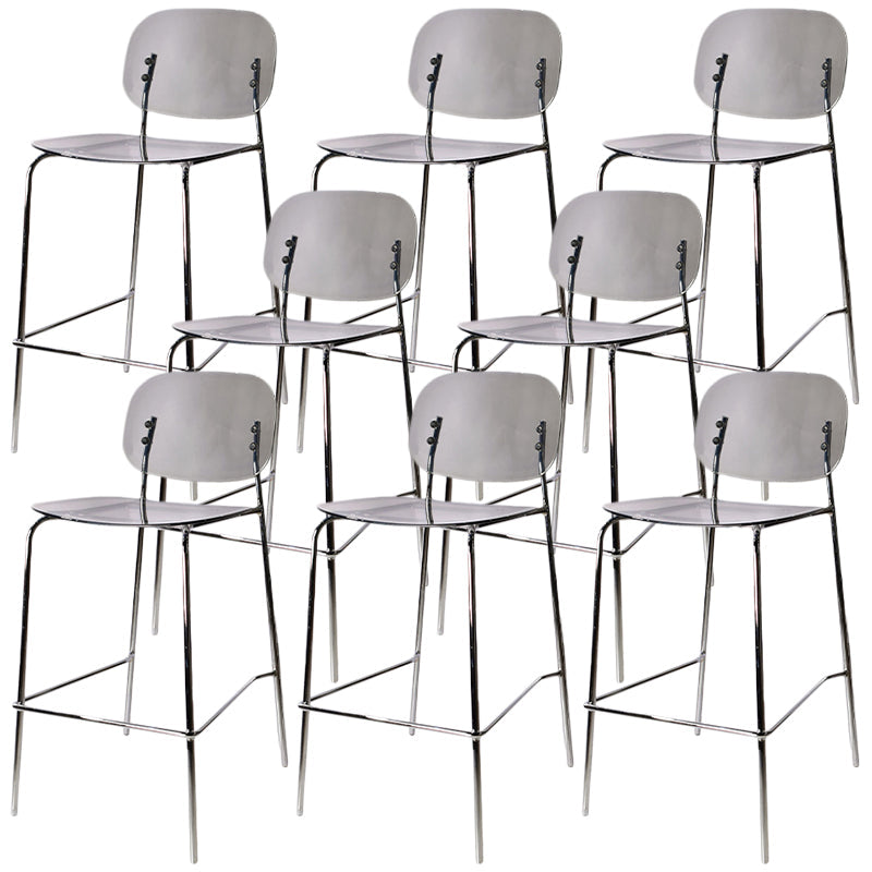 Taburete de mostrador con base plateada moderno, reposapiés acrílico rectangular, taburete de altura