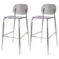 Taburete de mostrador con base plateada moderno, reposapiés acrílico rectangular, taburete de altura