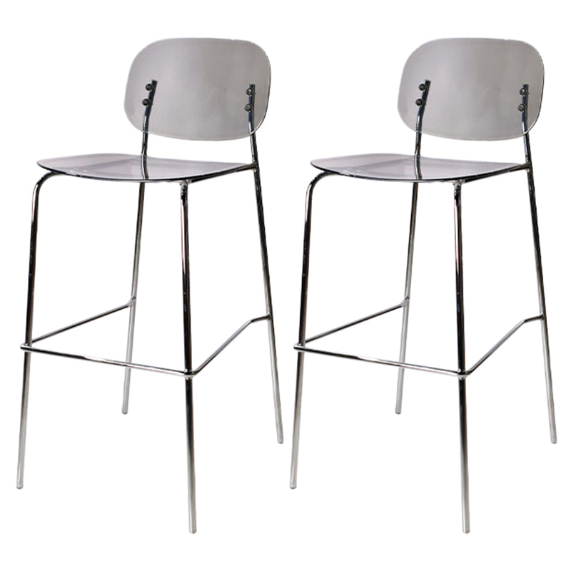 Taburete de mostrador con base plateada moderno, reposapiés acrílico rectangular, taburete de altura