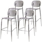 Taburete de mostrador con base plateada moderno, reposapiés acrílico rectangular, taburete de altura