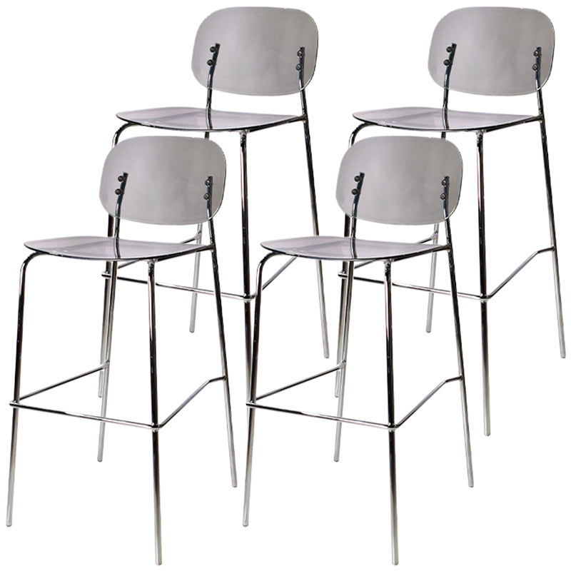 Taburete de mostrador con base plateada moderno, reposapiés acrílico rectangular, taburete de altura