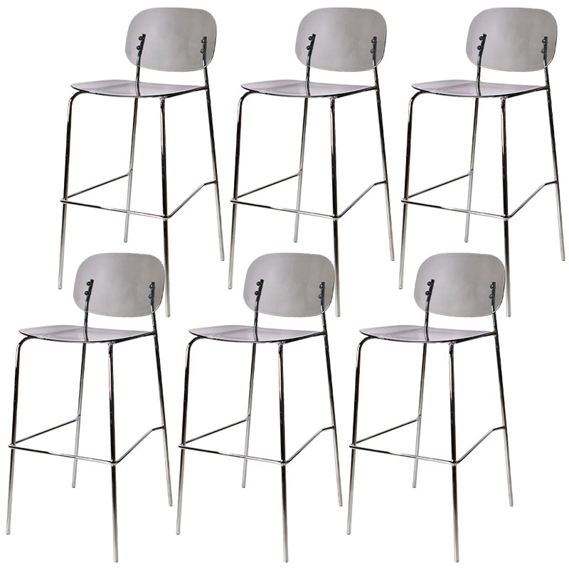 Taburete de mostrador con base plateada moderno, reposapiés acrílico rectangular, taburete de altura