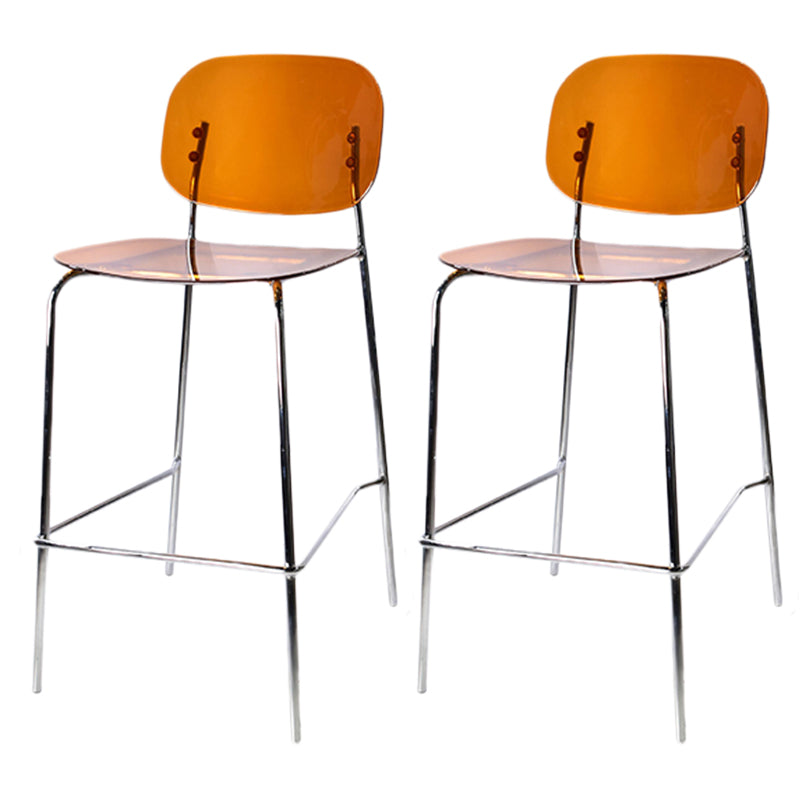 Taburete de mostrador con base plateada moderno, reposapiés acrílico rectangular, taburete de altura