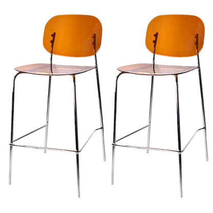 Taburete de mostrador con base plateada moderno, reposapiés acrílico rectangular, taburete de altura