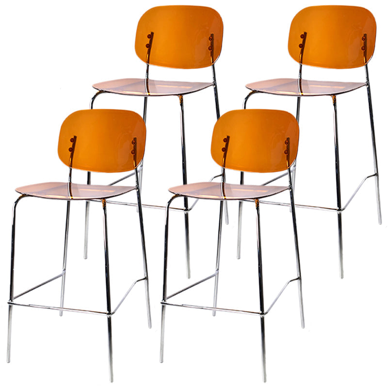 Taburete de mostrador con base plateada moderno, reposapiés acrílico rectangular, taburete de altura