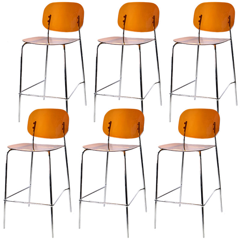 Taburete de mostrador con base plateada moderno, reposapiés acrílico rectangular, taburete de altura