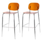 Taburete de mostrador con base plateada moderno, reposapiés acrílico rectangular, taburete de altura